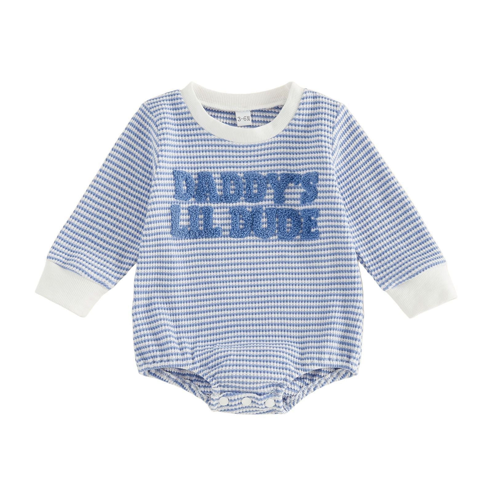 Letter Towel Embroidery Striped Romper