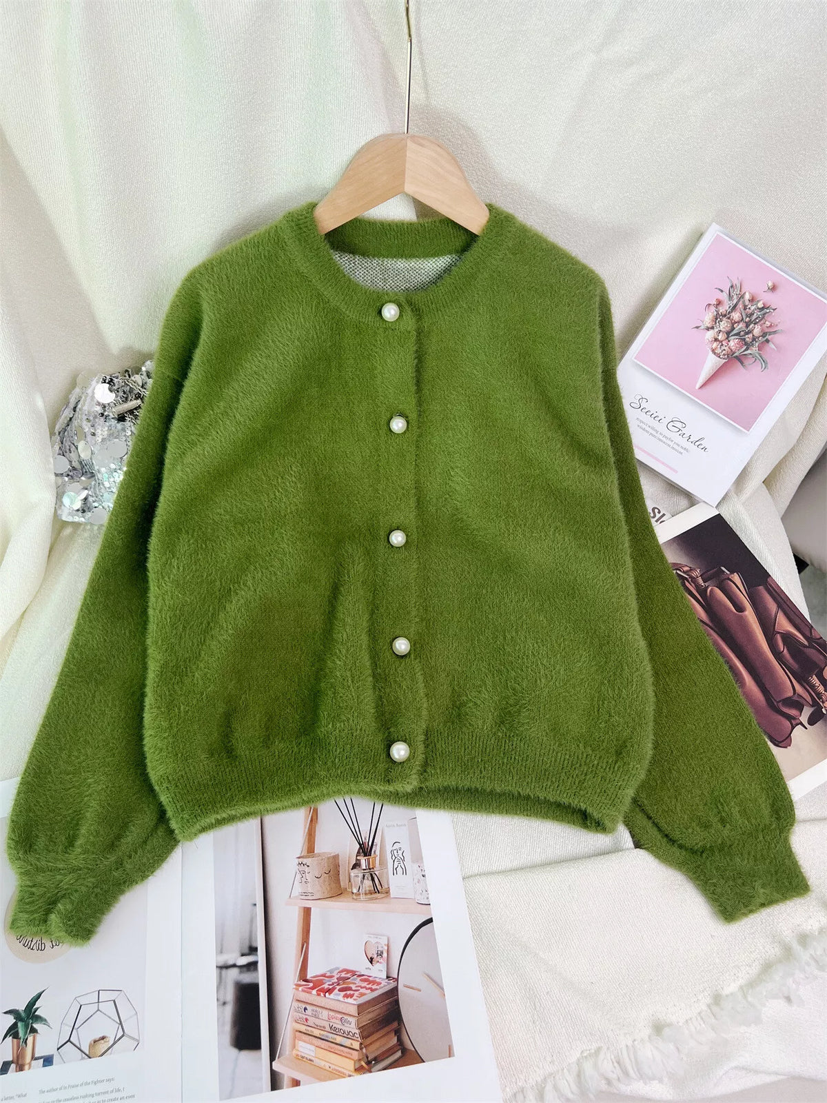 Fuzzy Knit Button Down Cardigan