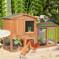 58 Inch Weatherproof Wooden Rabbit Hutch-Brown