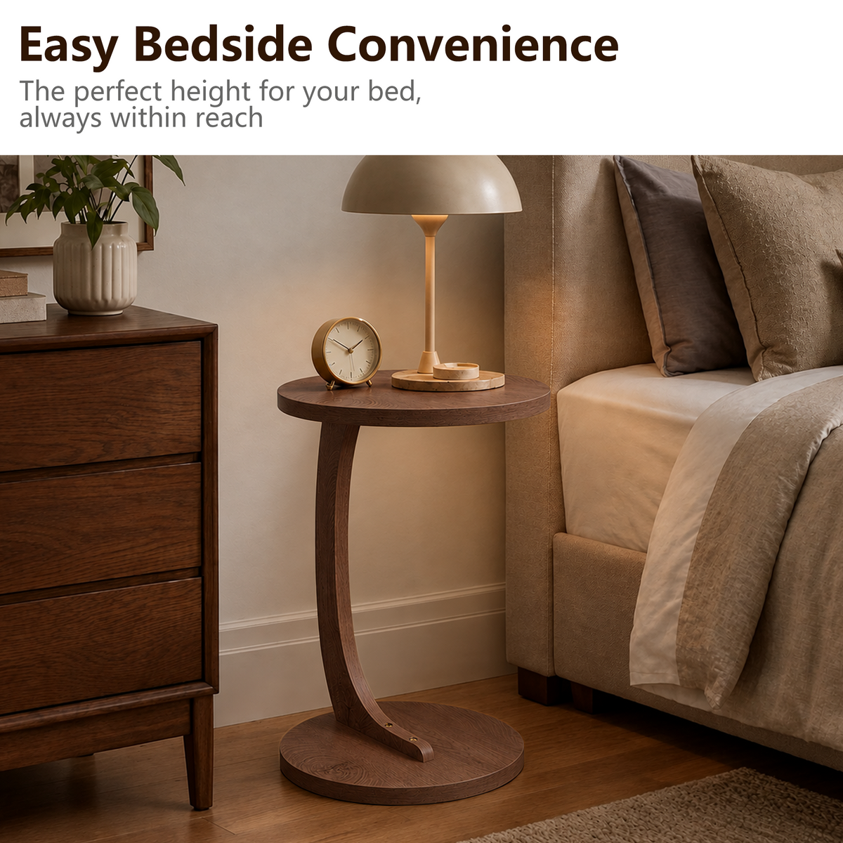 14.96" × 21.65" C-Shaped End Table