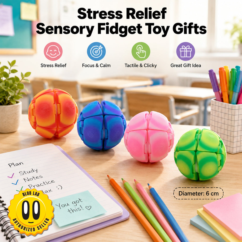 4 Pack Large Fidget Sphere Balls, 6cm 3D Printed Articulated Squeeze Balls, Colorful Tactile Handheld Fidget Set For Office Desk Travel