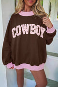 Colorblock Trim Crewneck Long Sleeve Sweatshirt