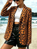 Leopard Print Long Sleeve Blazer