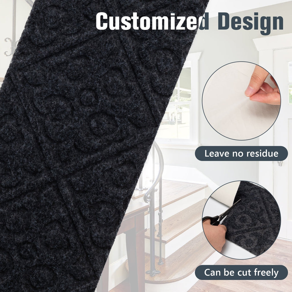 15Pcs Indoor Non-Slip Stair Carpet Mats for Wooden Steps