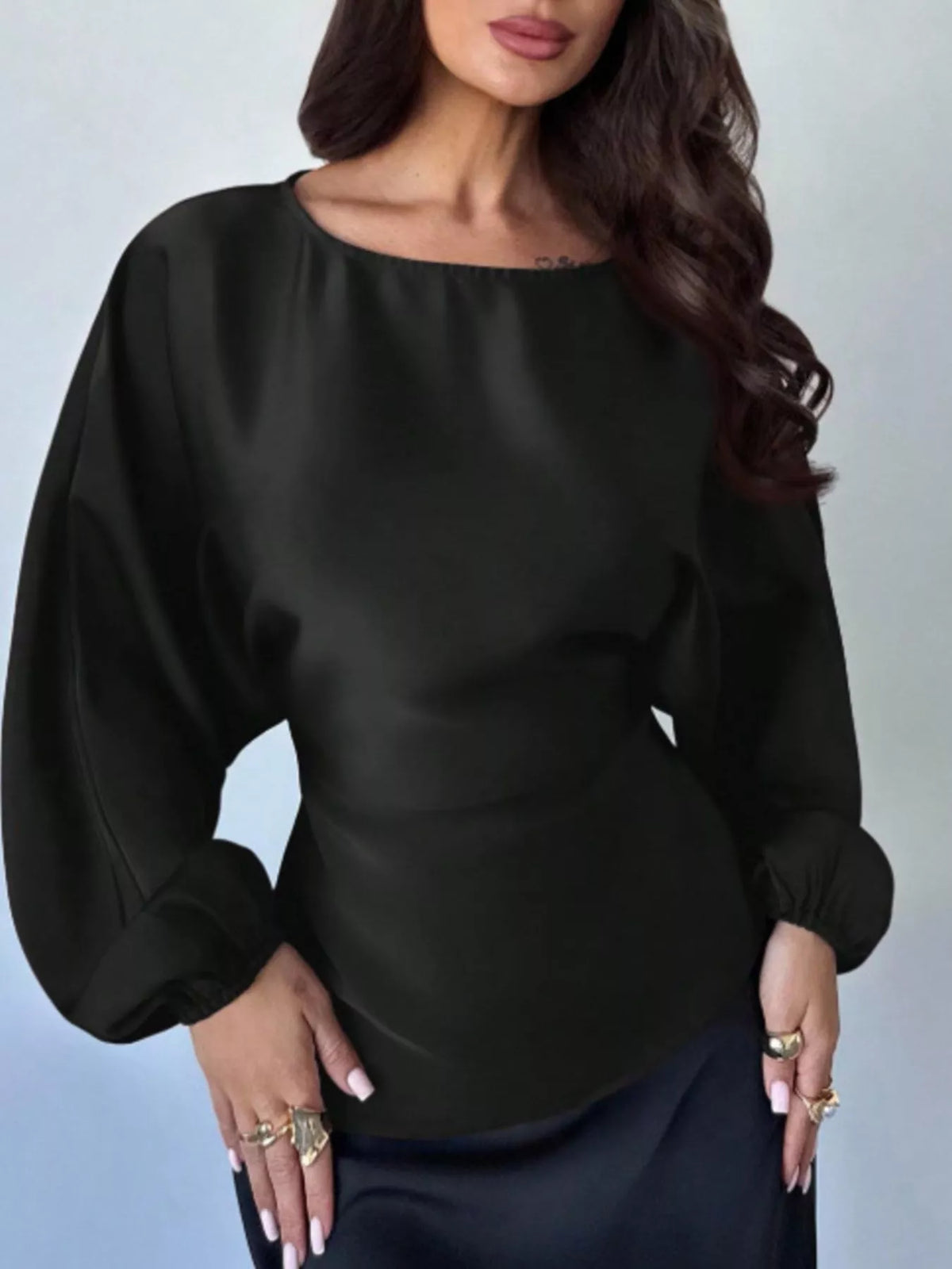 Back Tie Long Sleeve Blouse