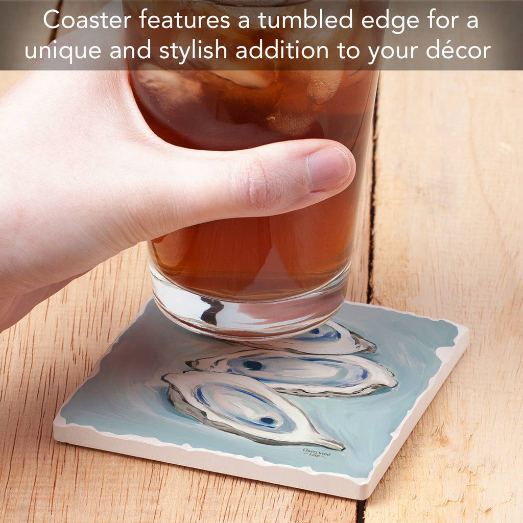 Oysters Galore Absorbent Stone Coaster | Single