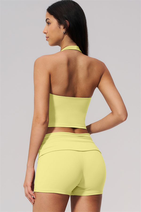 The Twirl Wide Strap Halter Crop Top