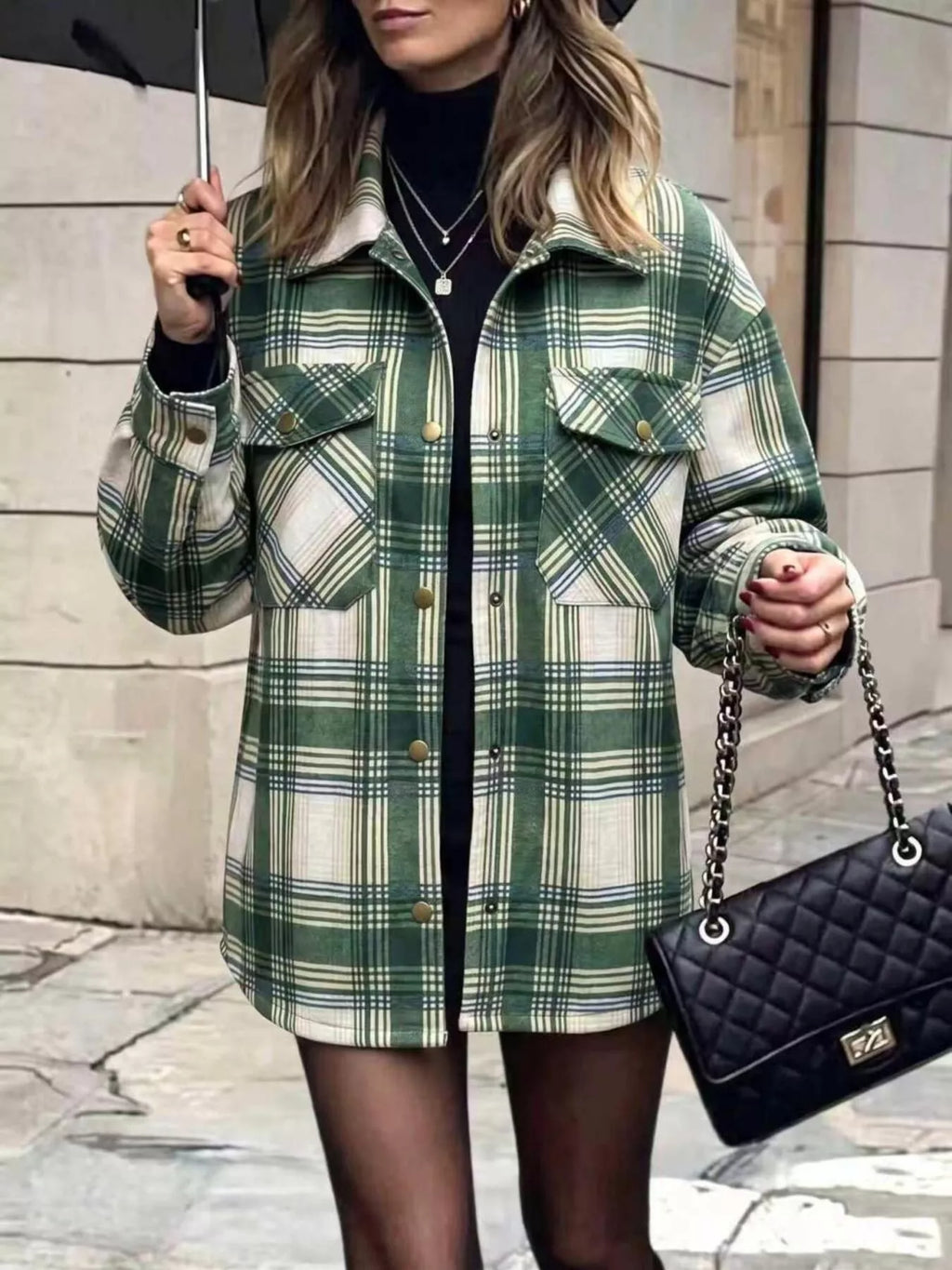 Plaid Snap Down Shacket