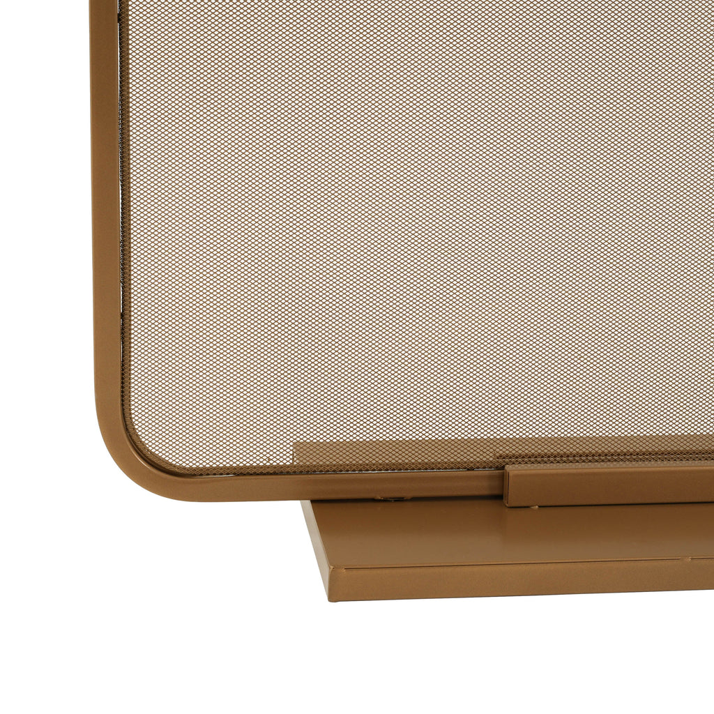 Gold Two‑Panel Freestanding Fireplace Screen with Iron Mesh - Gold