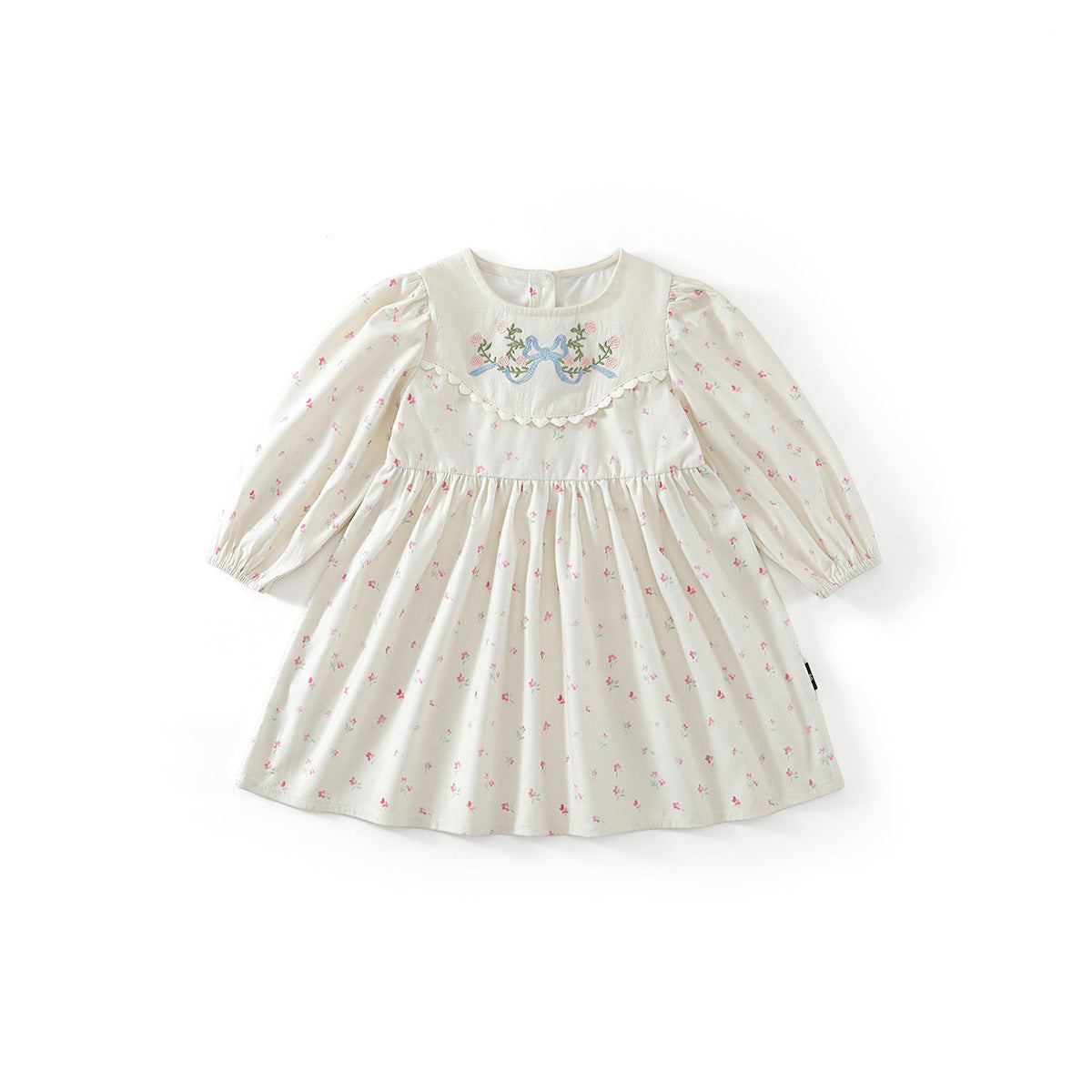 French-Style Vintage Floral Embroidered Dress For Girls