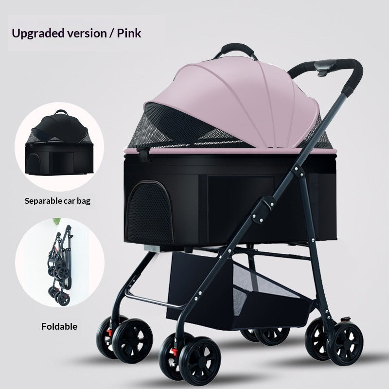 Pet Stroller For Dogs And Cats Portable Detachable Cage With Folding Design For Outdoor Potty Breaks