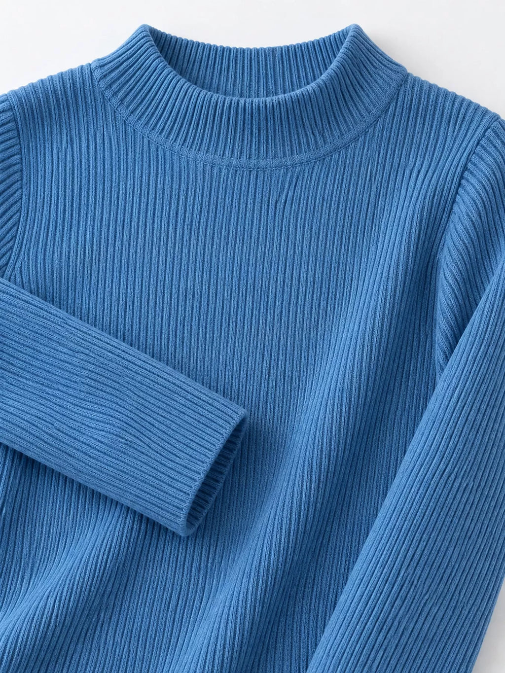 Elegant Slim-Fit Ribbed Mock Neck Knit Top