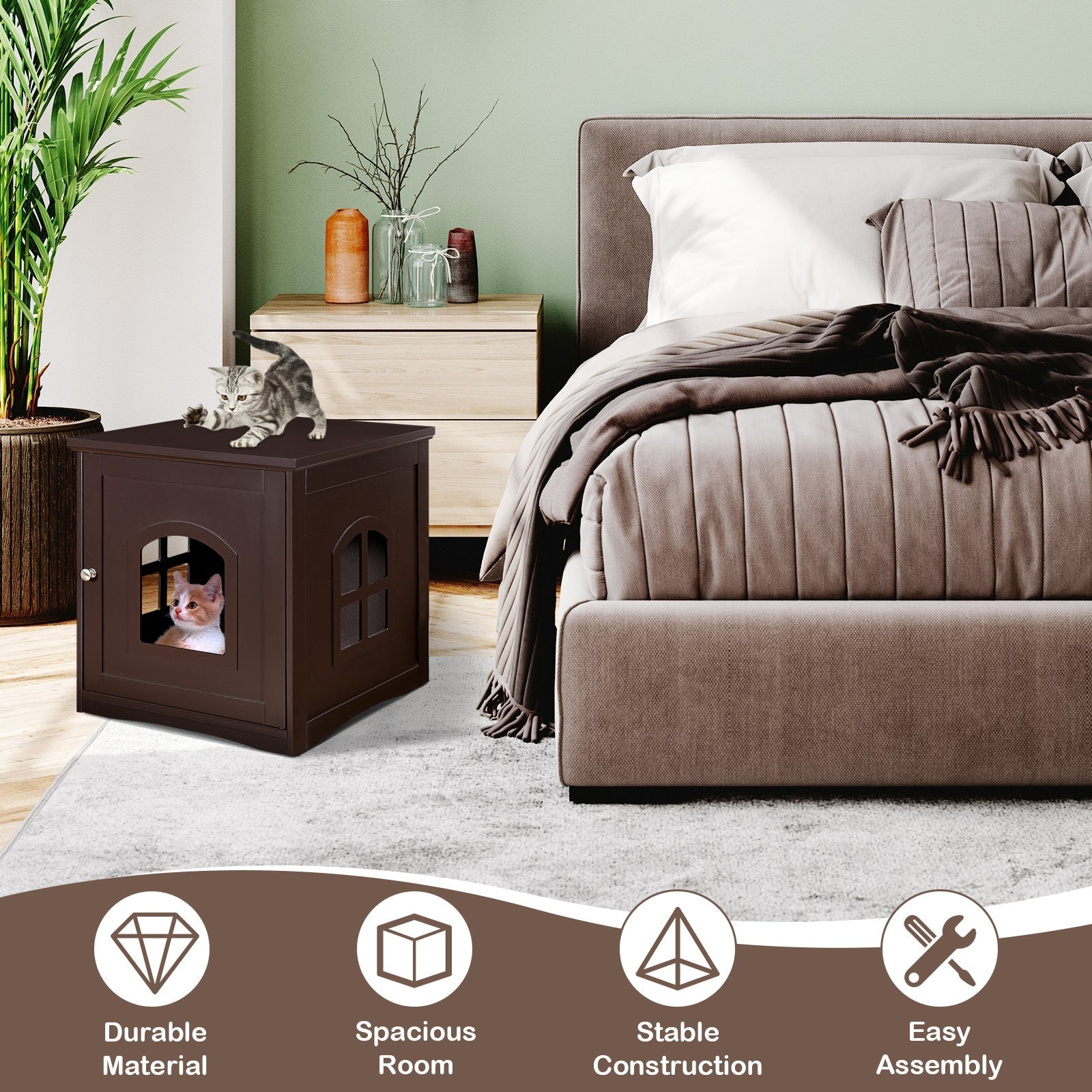 Side Table Nightstand Decorative Cat House