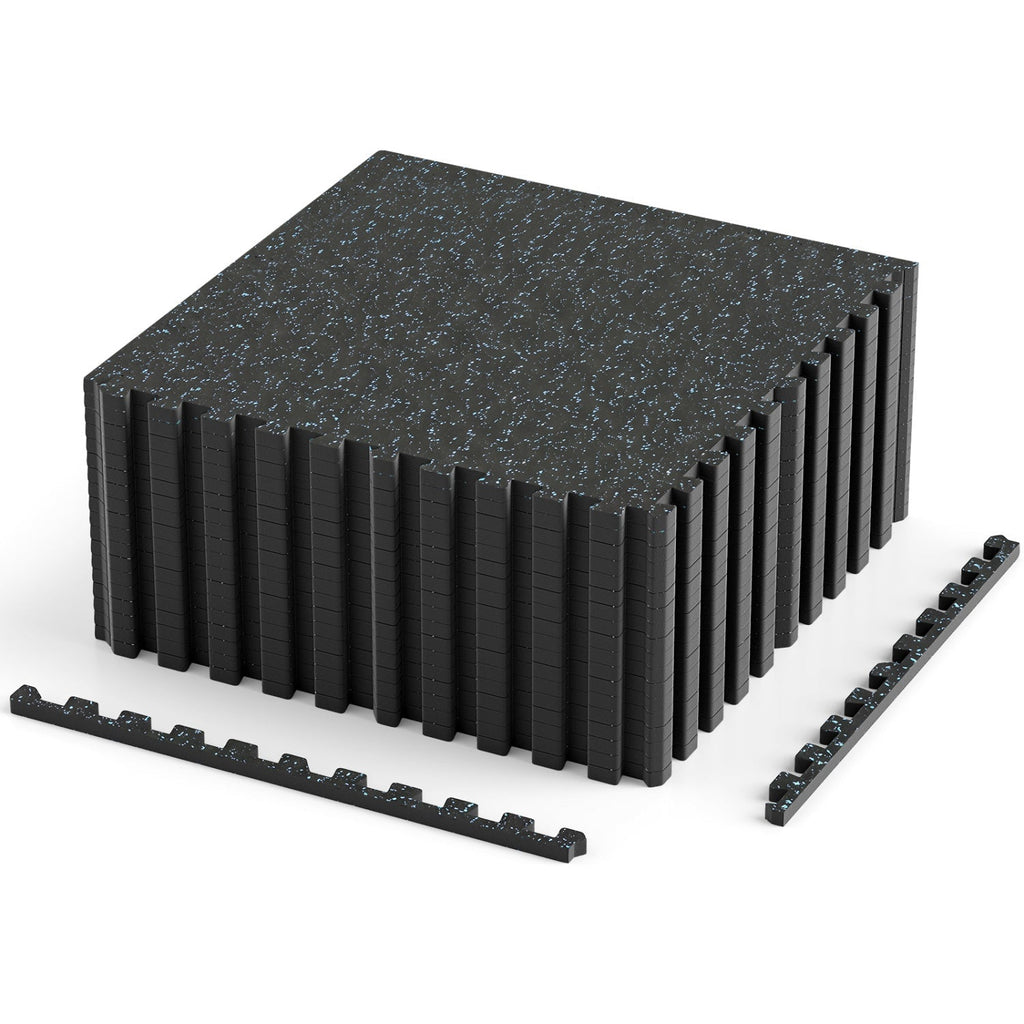 Interlocking Rubber Exercise Mat 70 Sq Ft with Borders