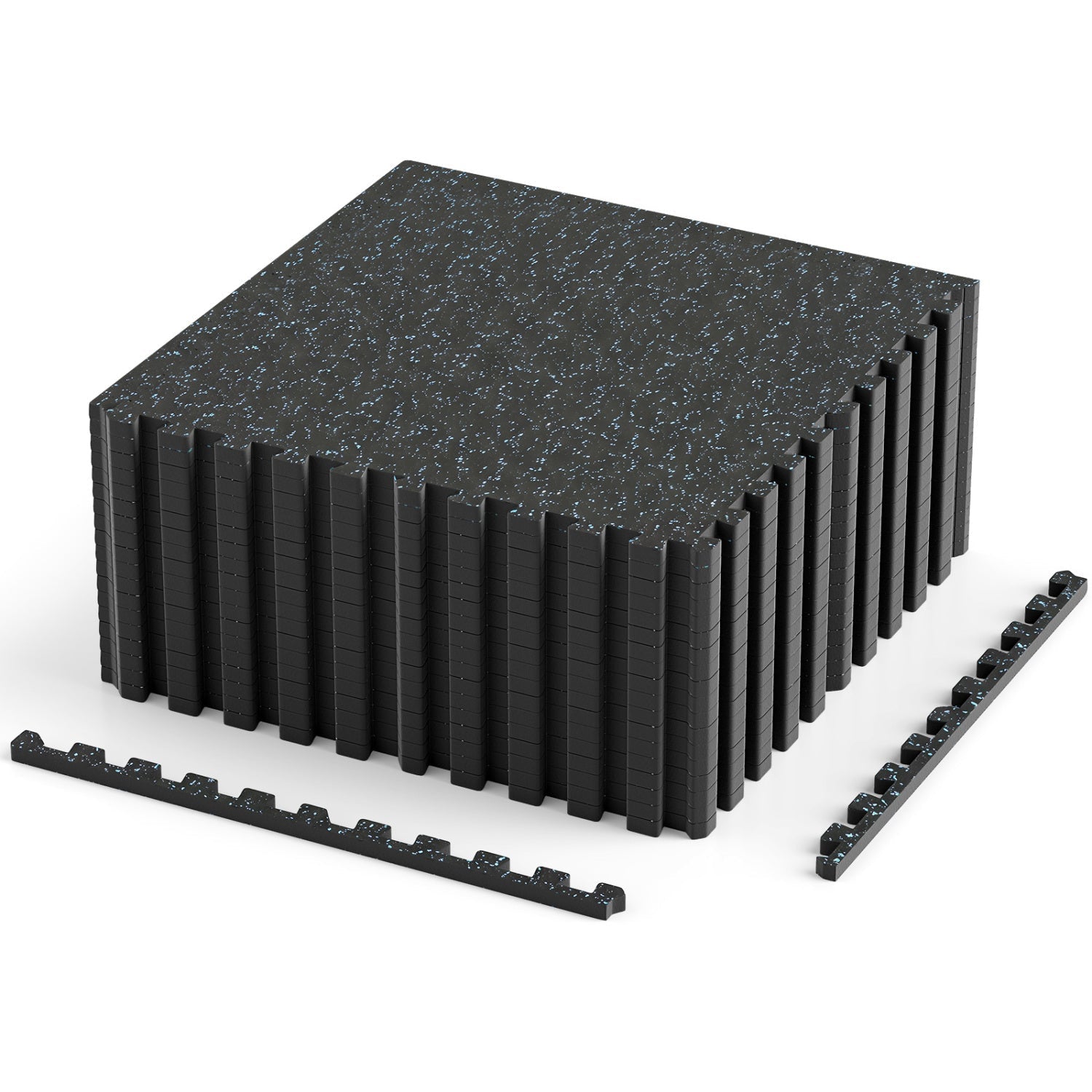 Interlocking Rubber Exercise Mat 70 Sq Ft with Borders