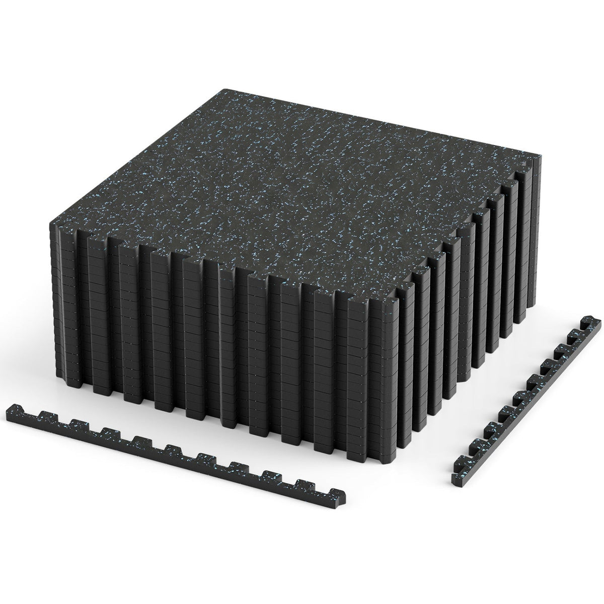 Interlocking Rubber Exercise Mat 70 Sq Ft with Borders