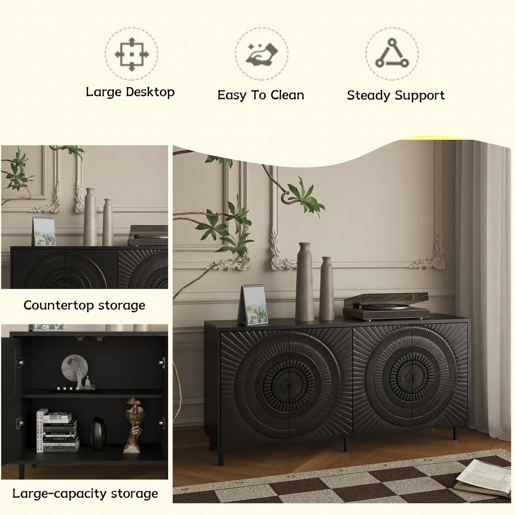 Modern Sideboard with Adjustable Shelves - Particle Board