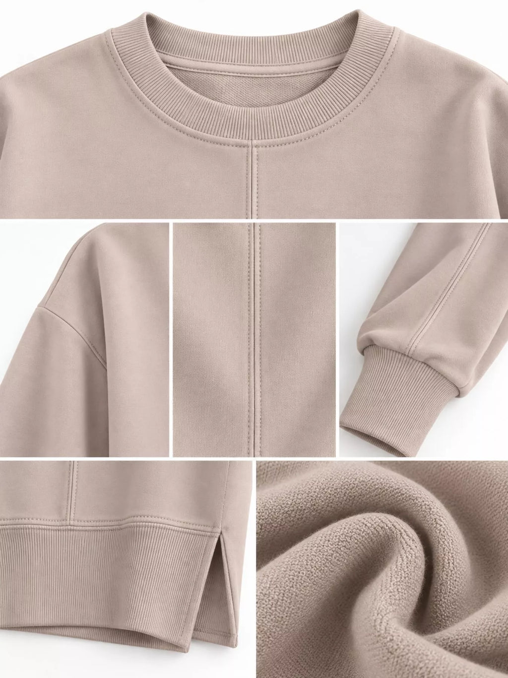 Oversized Crew Neck Sweatshirt with Side Slit