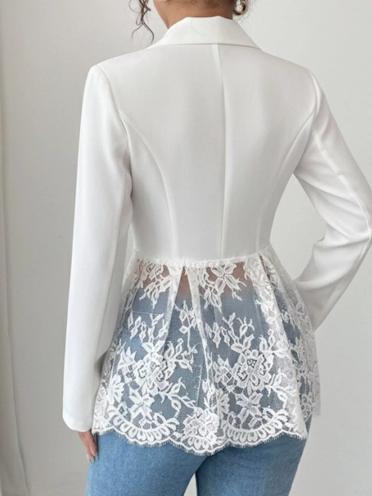 Lace Detail One Button Blazer