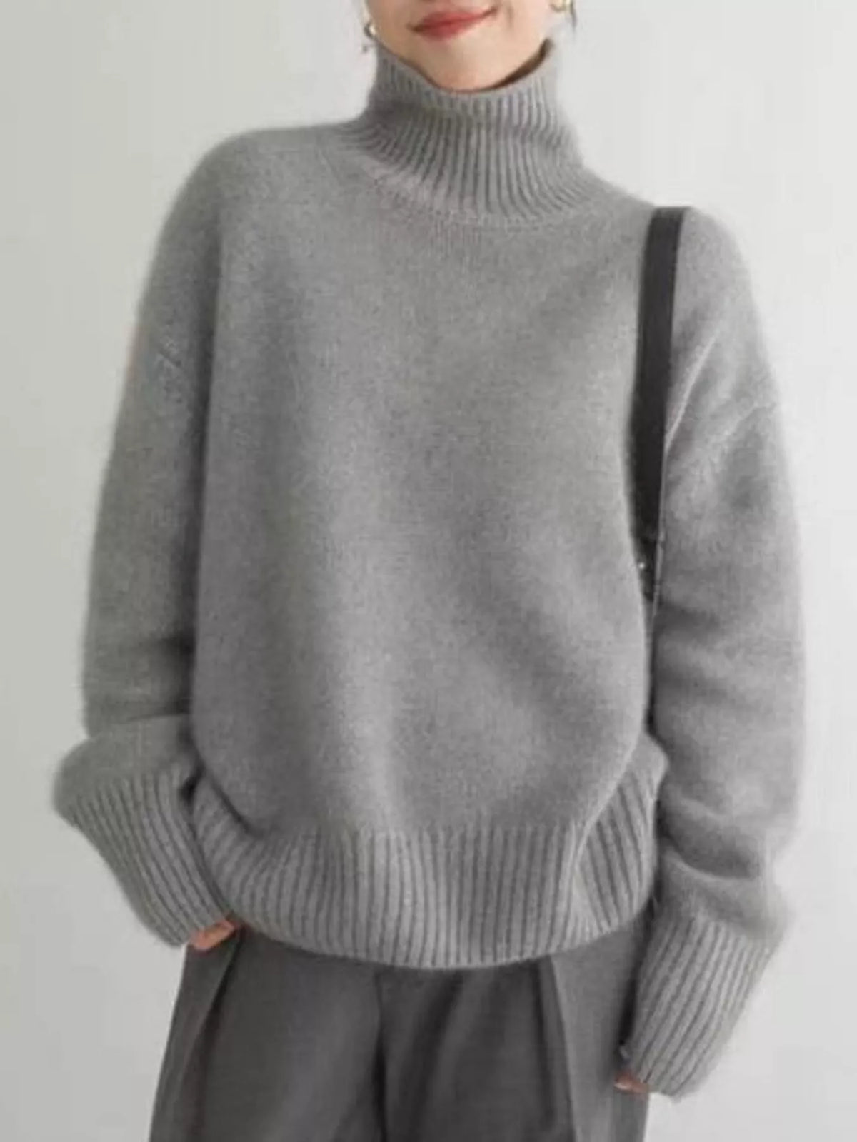 Turtleneck Dropped Shoulder Sweater