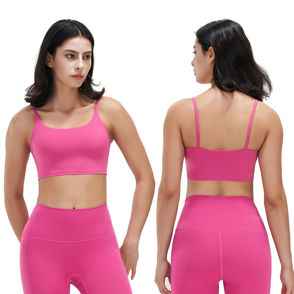 Women Sport Bras with Removable Pads, Low-Impact Square Neck