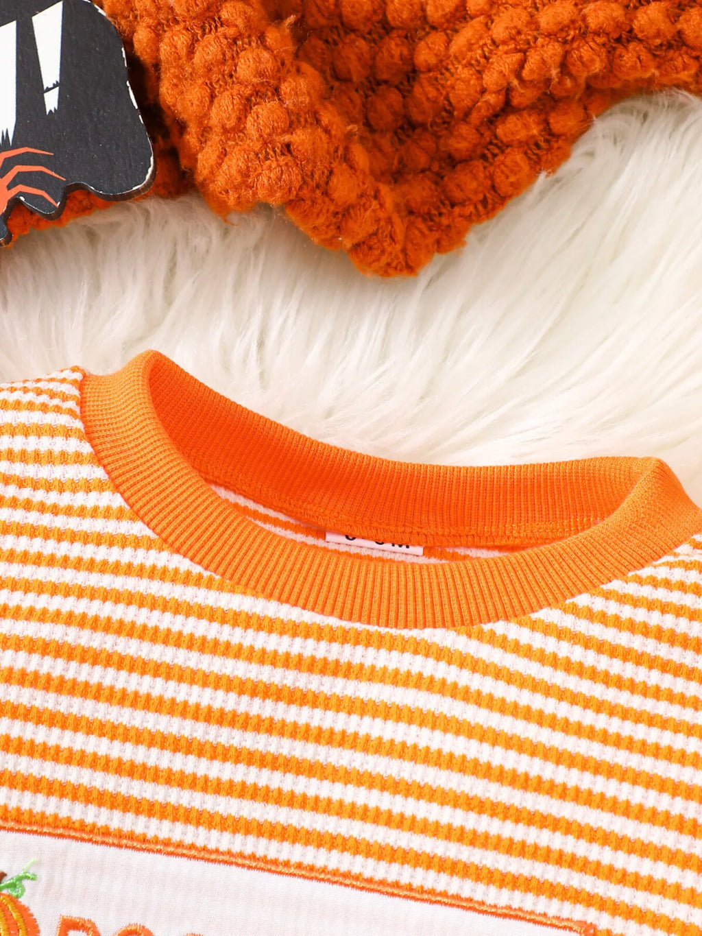 Children's Halloween Pumpkin Striped Long Sleeve Pajama Set