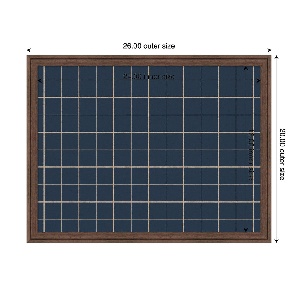 Framed Fabric Pinboard Navy Blue Plaid Wall Organization