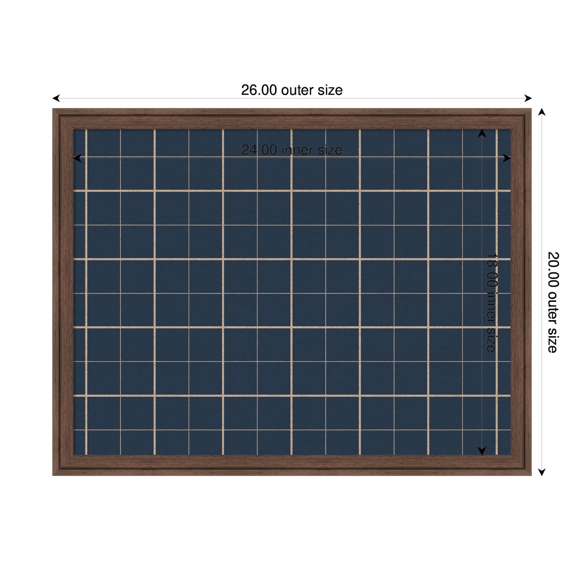 Framed Fabric Pinboard Navy Blue Plaid Wall Organization