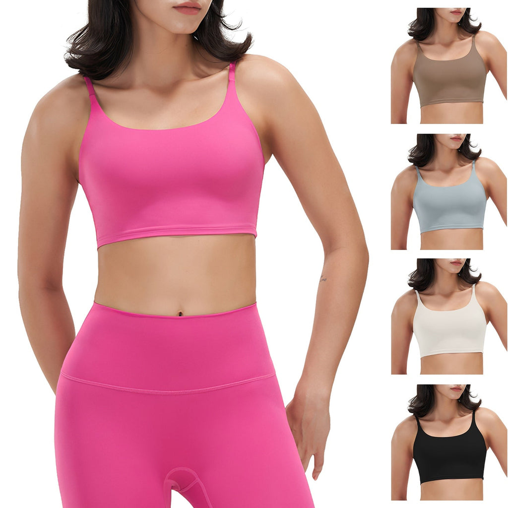 Women Sport Bras with Removable Pads, Low-Impact Square Neck