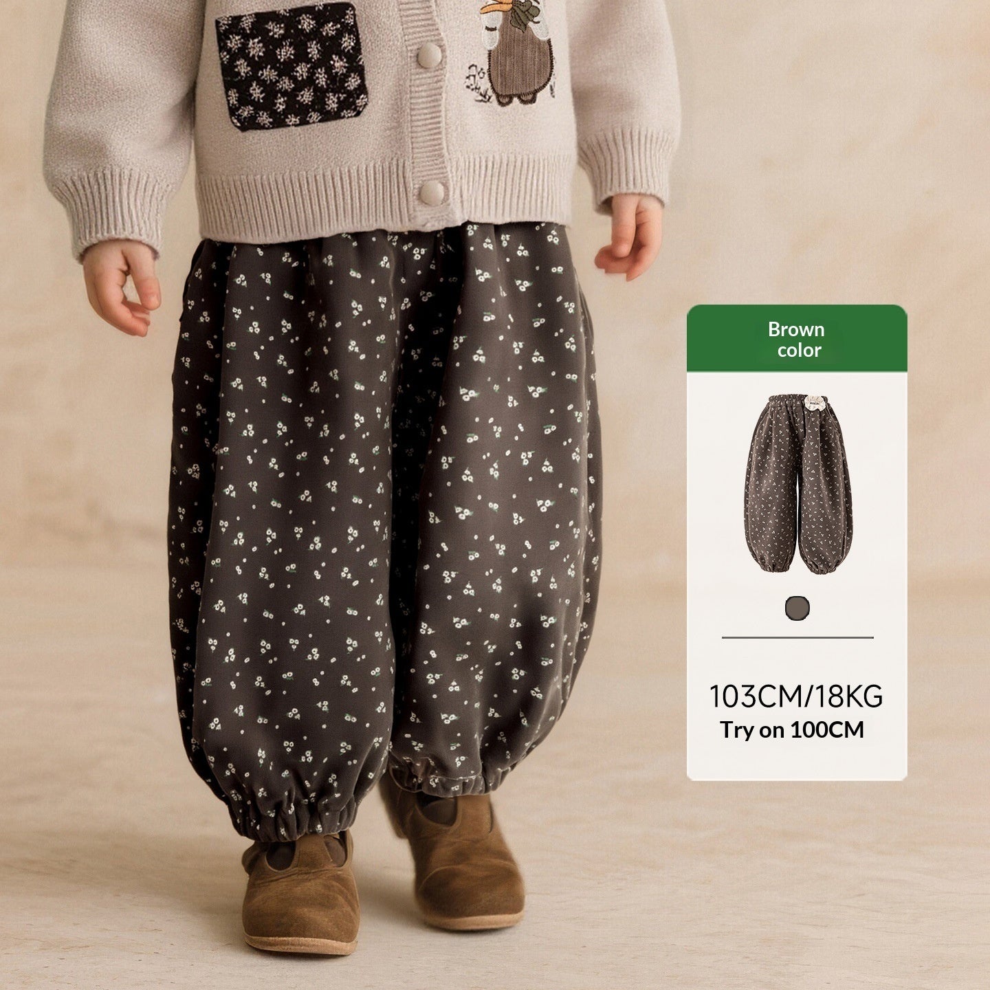 Artistic Little-floral Kids Ankle-tie Versatile Loose-fitting Trousers