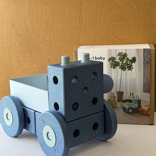 Children's Blue-Yellow Three-in-One Learning Walkie Car Assembly Vehicle