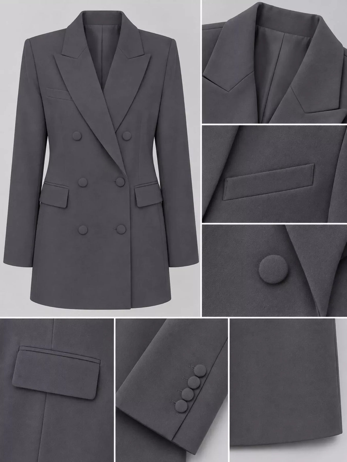 Full Size Double-Breasted Slim-Fit Blazer Plus Size