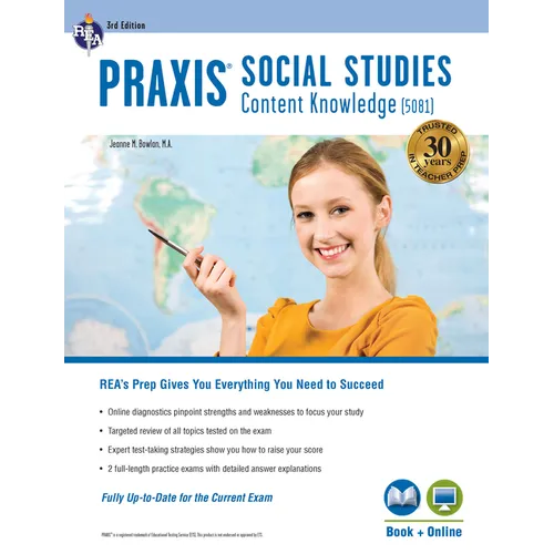 PRAXIS Social Studies Content Knowledge (5081): Book + Online - Paperback