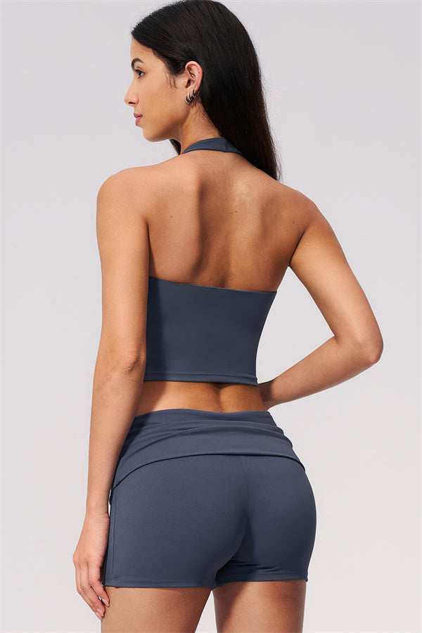 The Twirl Wide Strap Halter Crop Top