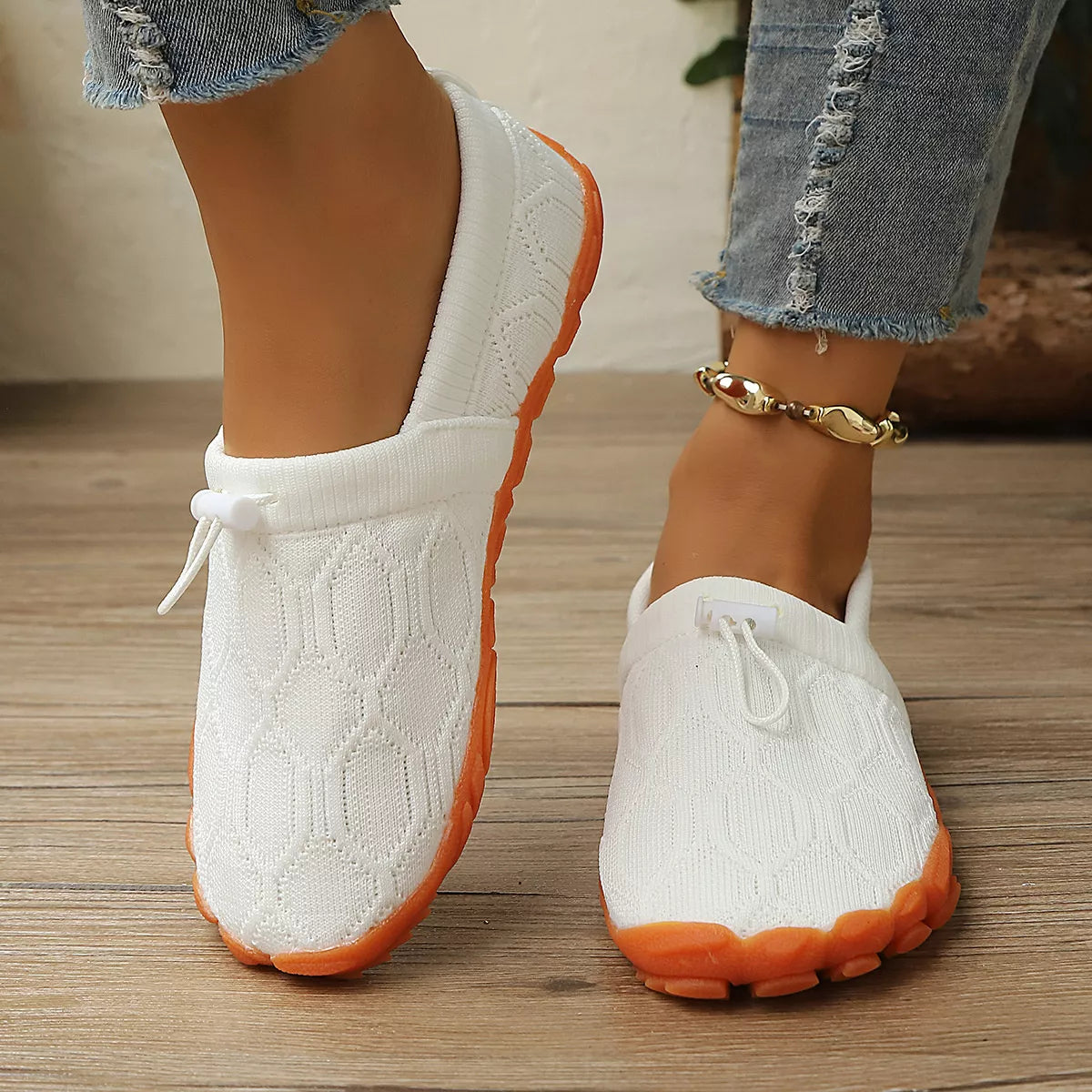 Round Toe Drawstring Slip-Ons