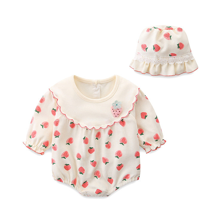 Printed Hooded Romper With A Three-piece Design For Newborns