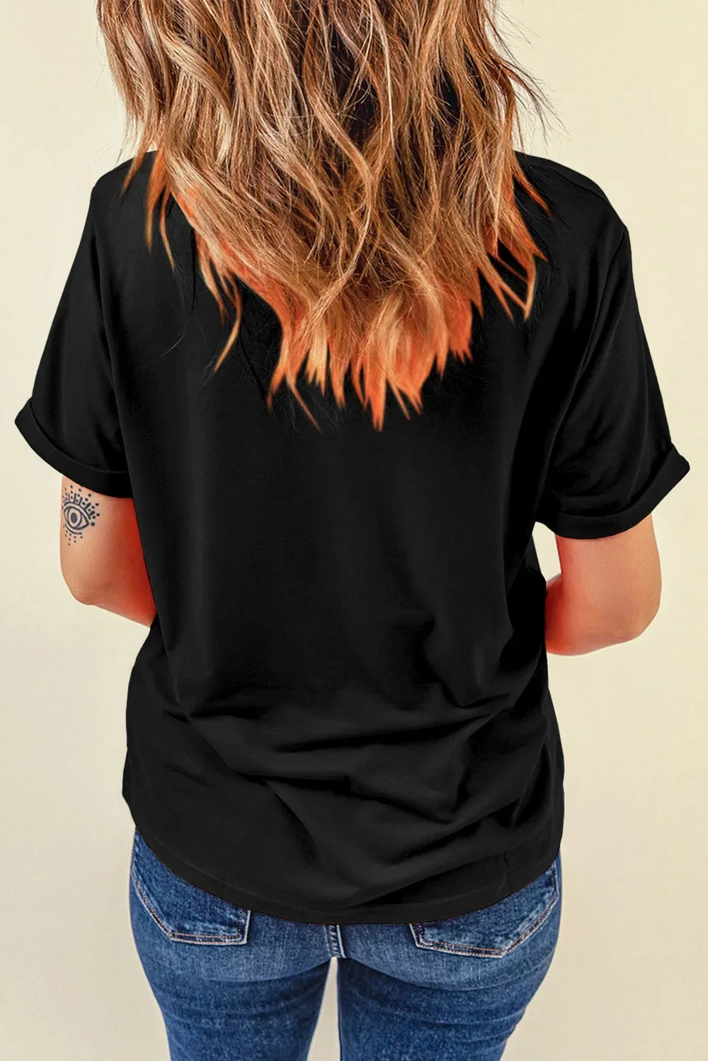 US Flag Print Round Neck Short Sleeve T-Shirt