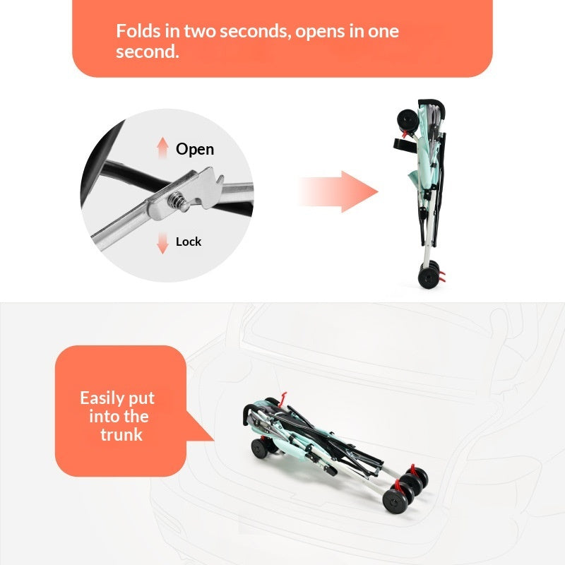 Lightweight Foldable Stroller With Both Sitting And Reclining Positions