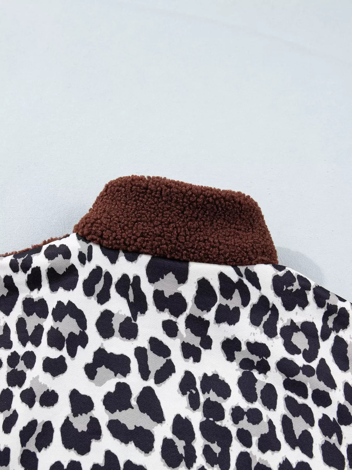 Leopard Patchwork Fleece Western Style Zip-up Collar Jacket