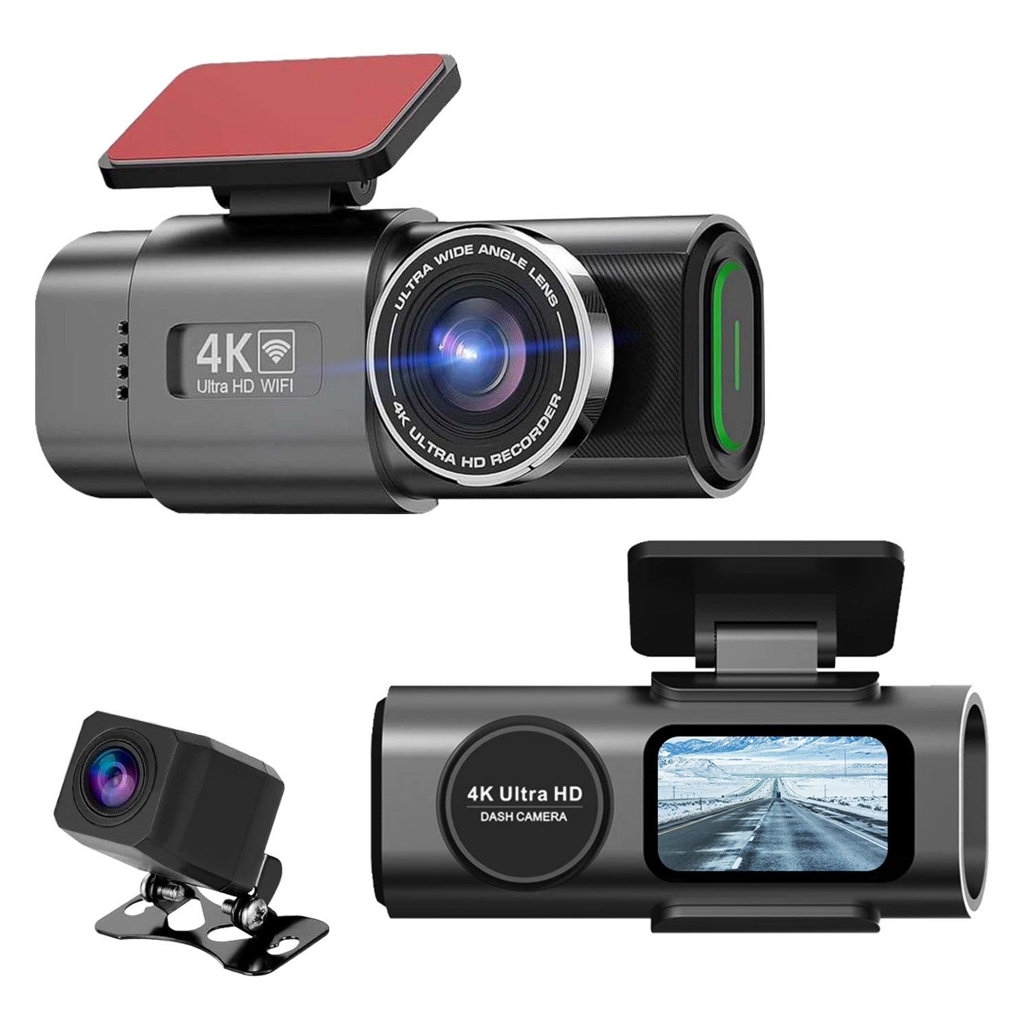 Dual Channel Car Dash Cam with Front 4K & Rear 1080P