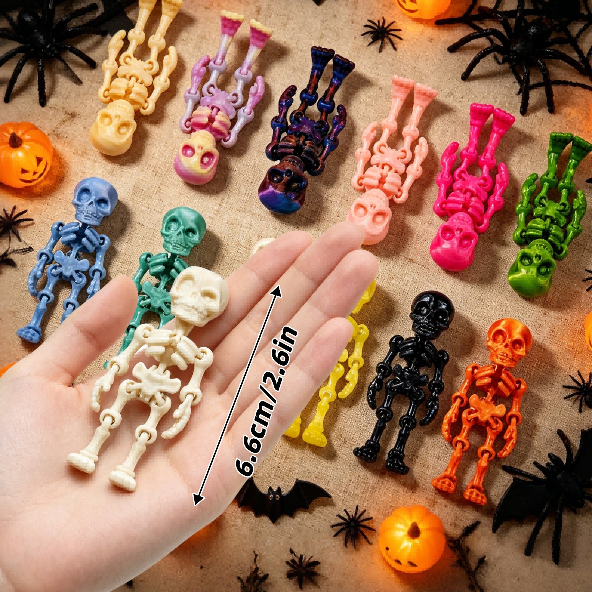 30PCS 3D Printed Mini Skeleton Decorations Articulated Halloween Party Desk Decor