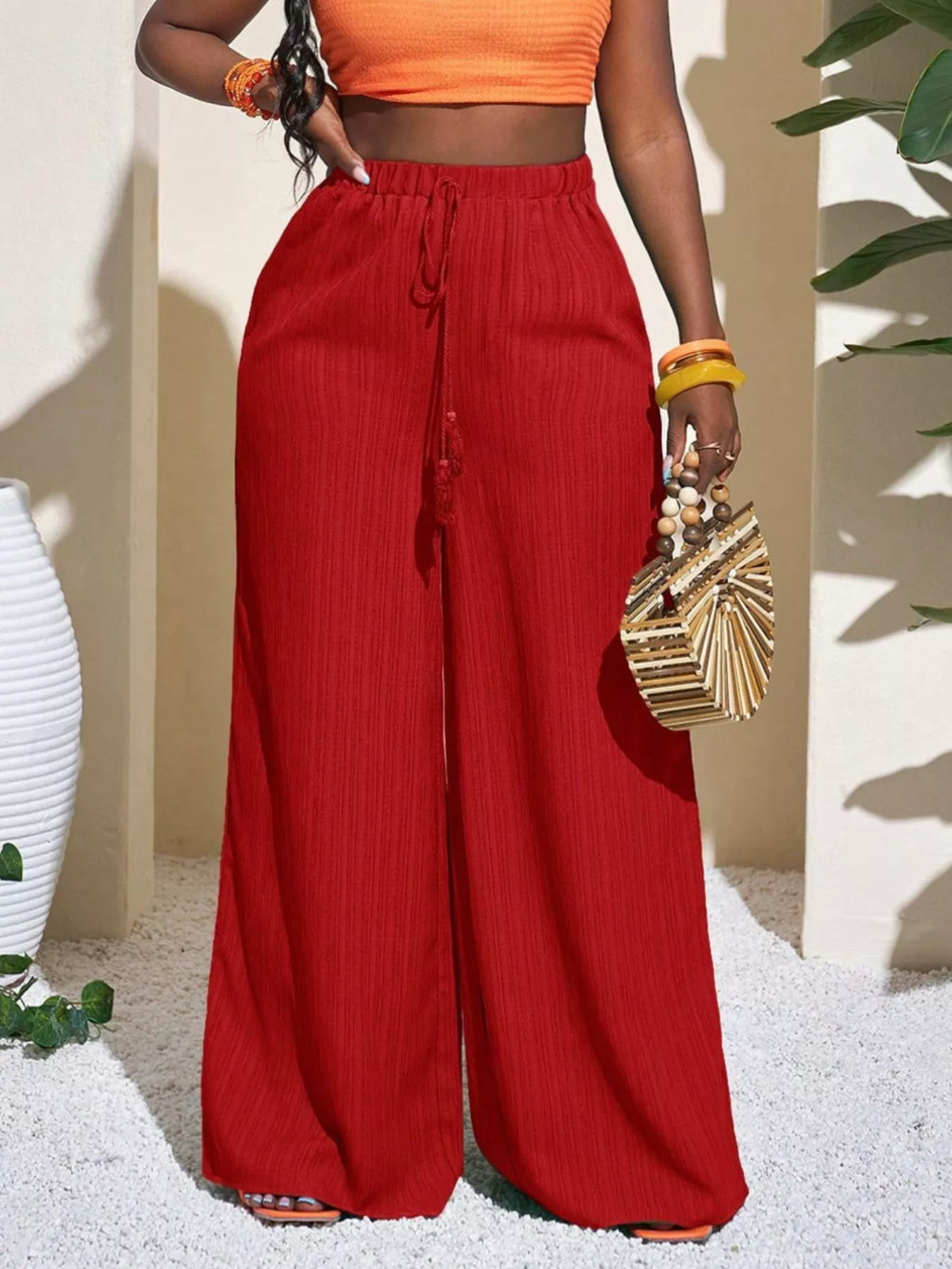 Wide-Leg Pants with Drawstring