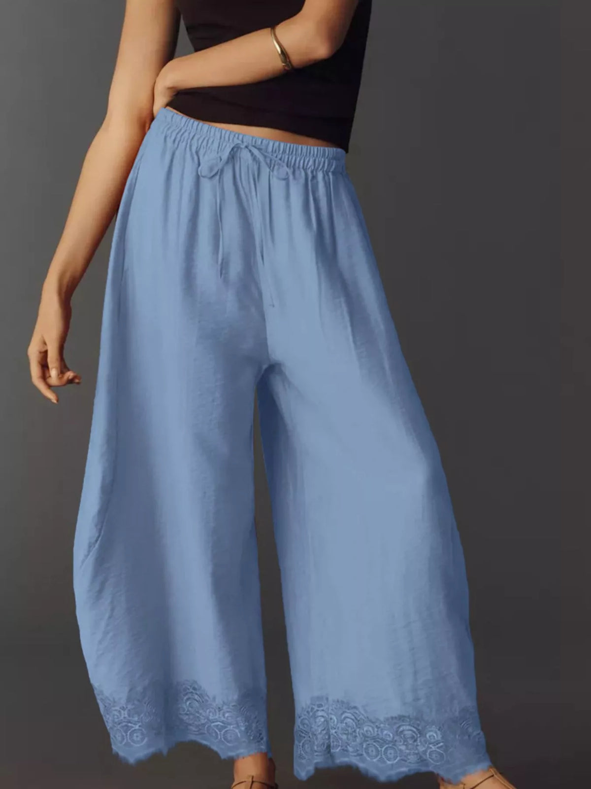 Drawstring Wide Leg Pants