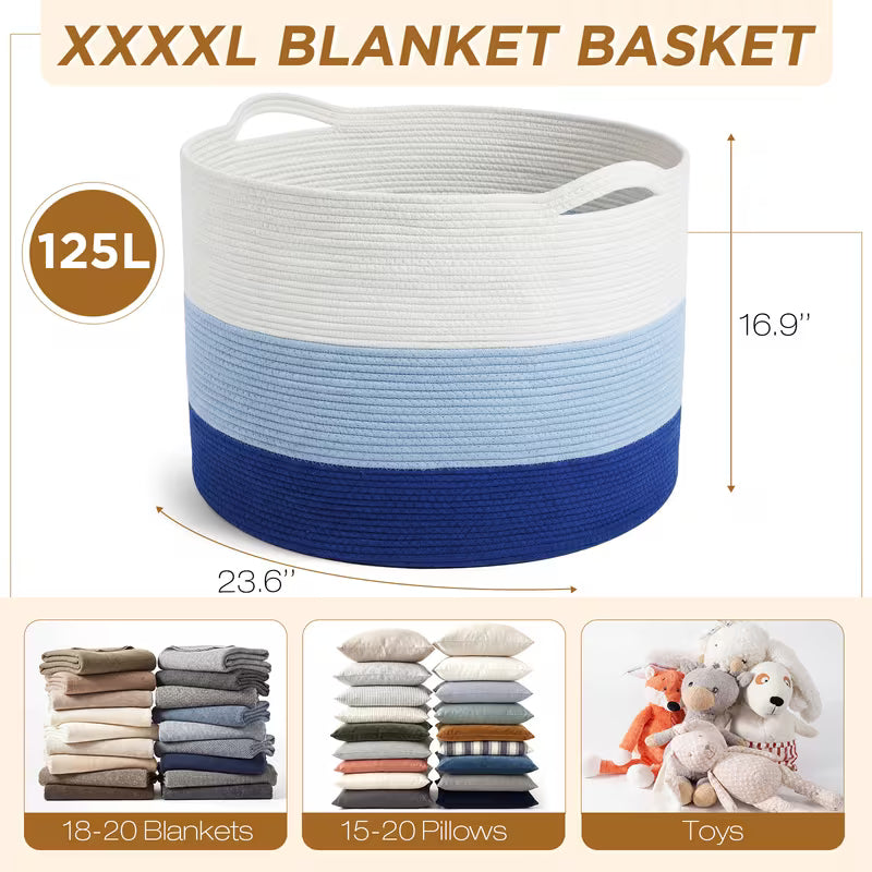 Extra Large Blanket Basket with Multi-Tone Storage Design