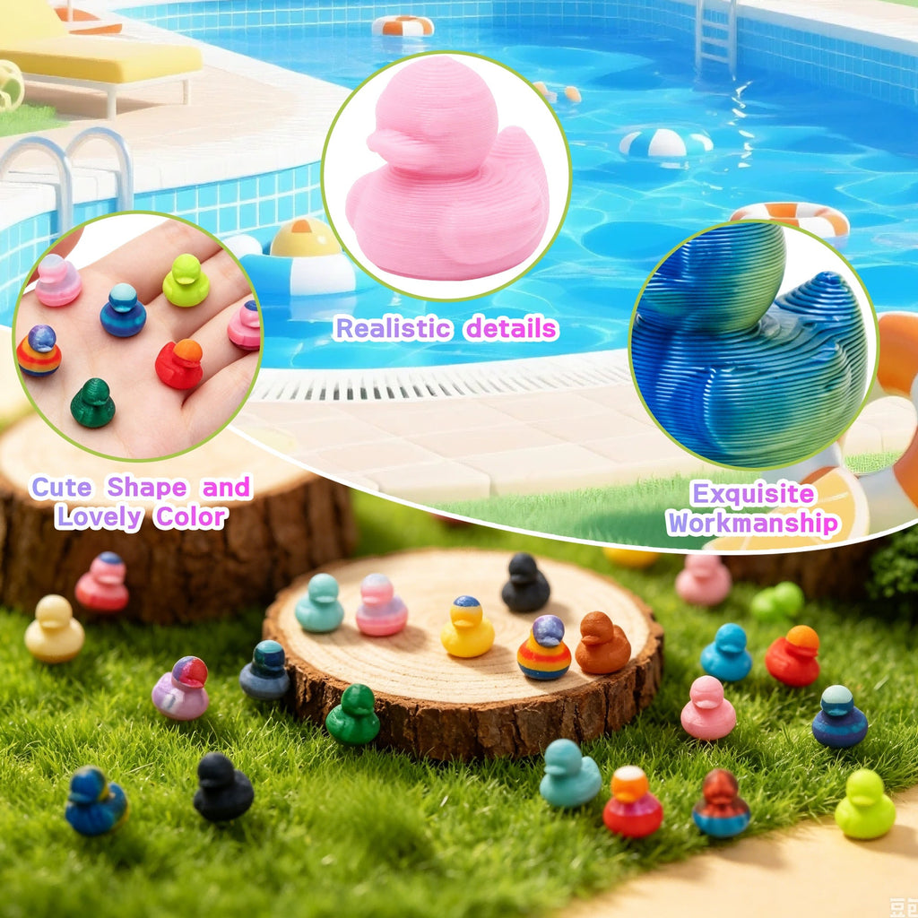 150PCS 3D Printed Mini Duck Figurines, Random Assorted Tiny Duck Miniatures For Fairy Garden, DIY Crafts, Party Favors, Gift Fillers And Desk Decor