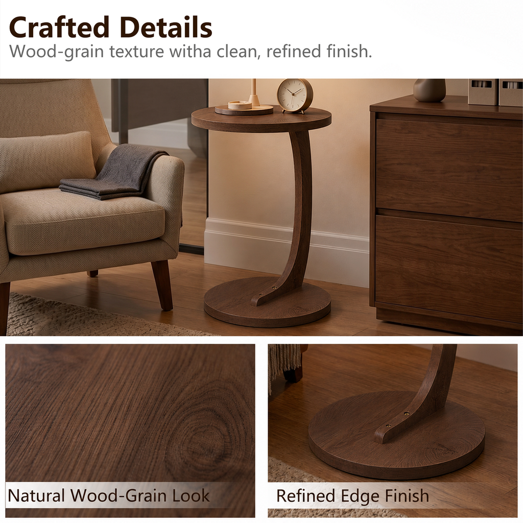 14.96" × 21.65" C-Shaped End Table