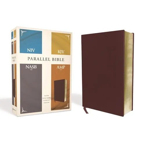 Niv, Kjv, Nasb, Amplified, Parallel Bible, Bonded Leather, Burgundy: Four Bible Versions Together for Study and Comparison - Bonded Leather