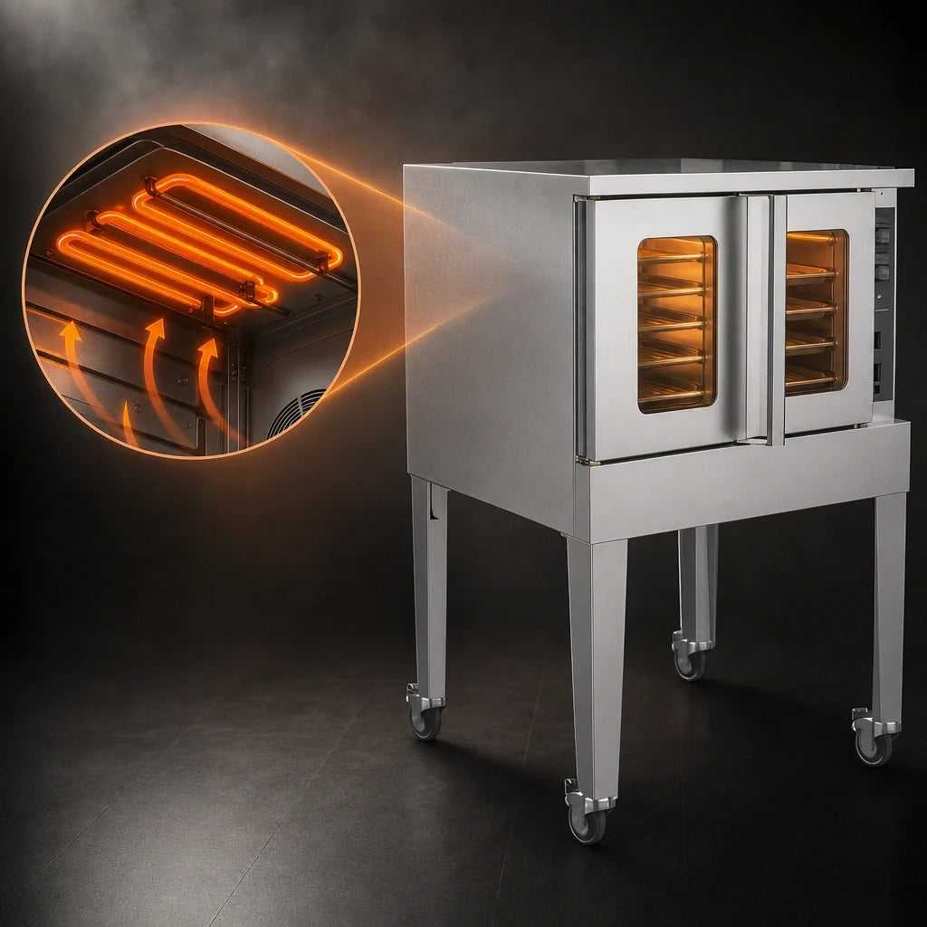 BakeMax BASCO5E Electric Full-Size Single-Deck Convection Oven, 9-Pan Capacity, 11 kW, Casters