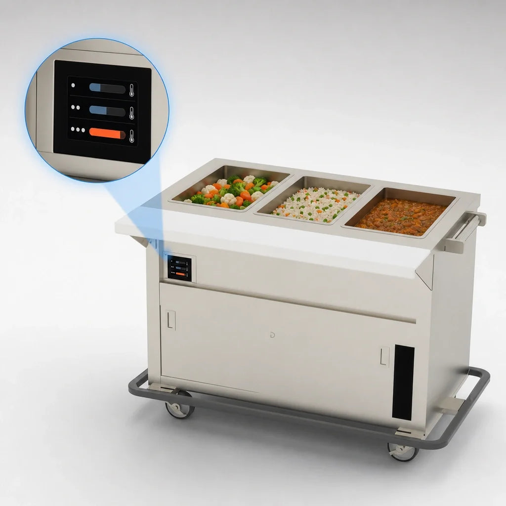 Duke Thurmaduke EPW-3-CBSS Mobile 3-Pan Waterless Well Steamtable with Touchscreen Control and Cutting Board