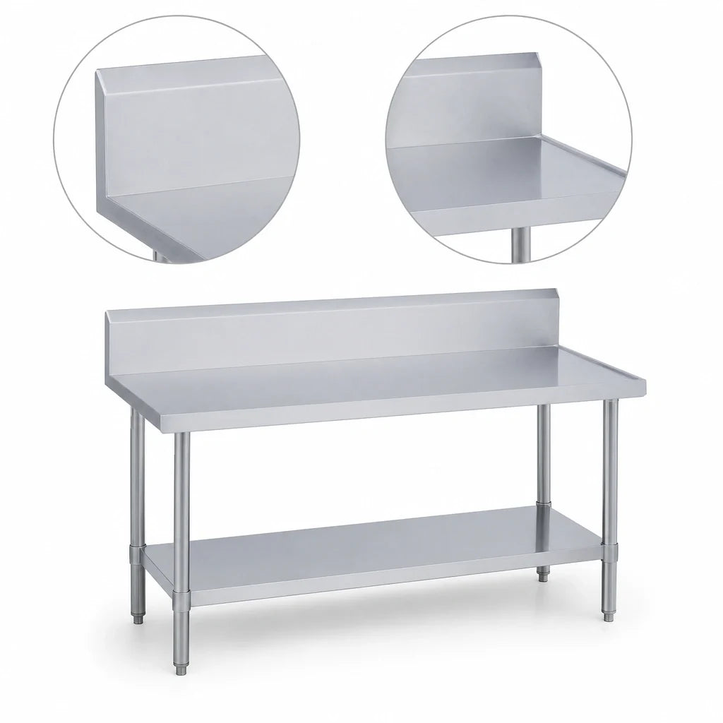 Duke 314S-2484-10R 84-Inch x 24-Inch Stainless Steel Work Table with 10-Inch Marine Edge Riser and Undershelf